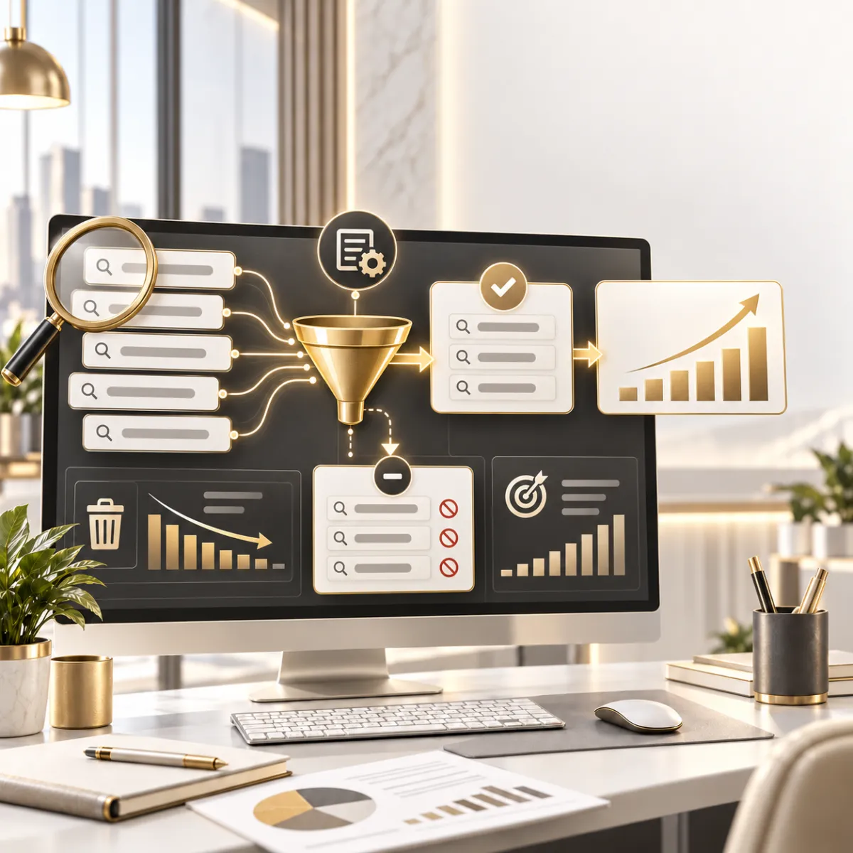Google Ads PPC keyword research and filtering process for selecting high-converting search terms and improving campaign performance.