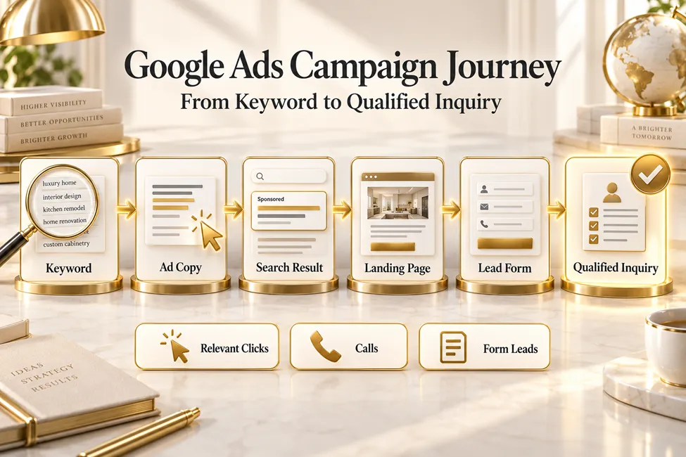 Google Ads campaign journey from keyword to qualified inquiry